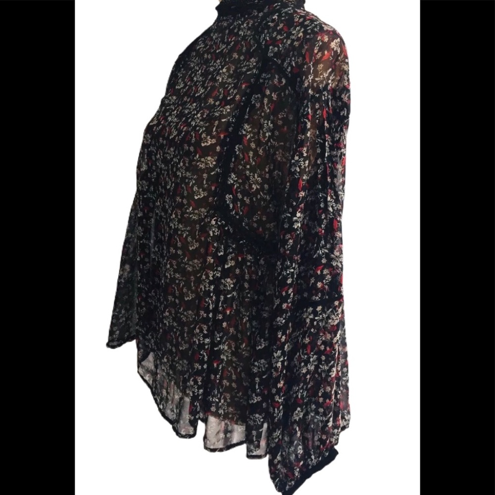 Zara Floral Print Peasant Blouse Balloon Sleeves - Picture 6 of 10